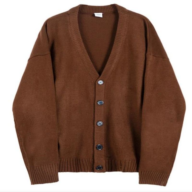 Fall/winter แขนยาวถักนิต Cardigan V-neck เสื้อกันหนาวเสื้อกันหนาว